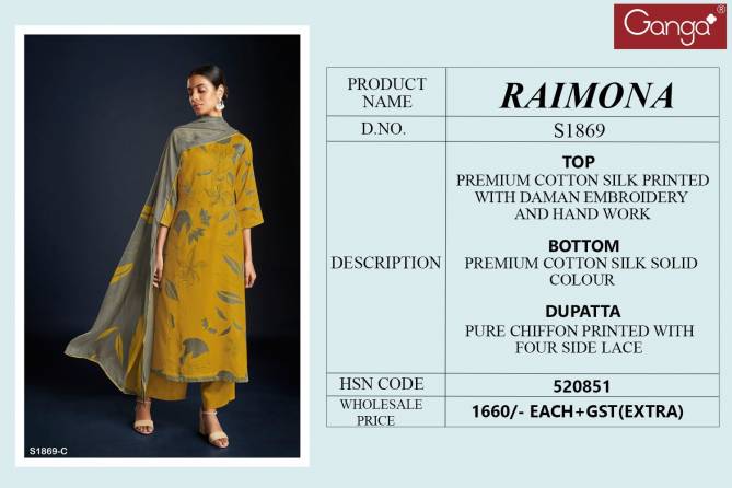 Raimona By Ganga Designer Printed Suits Catalog
